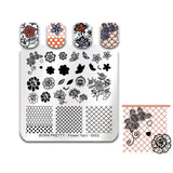 BORN PRETTY Square Nail Art Stamp Template Flower Vine Rose Leaves Floral Image Pattern Printing Plate for Manicure Stencil 6cm