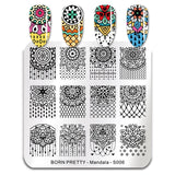 BORN PRETTY Square Nail Art Stamp Template Flower Vine Rose Leaves Floral Image Pattern Printing Plate for Manicure Stencil 6cm