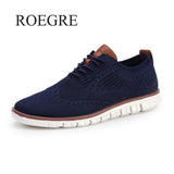 Casual Knitted Mesh Men's Shoes Solid Shallow Lace Up Lightweight Soft Men Sneakers Shoes Breathable Man Footwear Flats 39-46